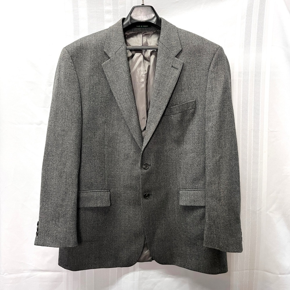Lauren Ralph Lauren Mens Blazer Sport Coat Jacket Black White Tweed Vtg 44R